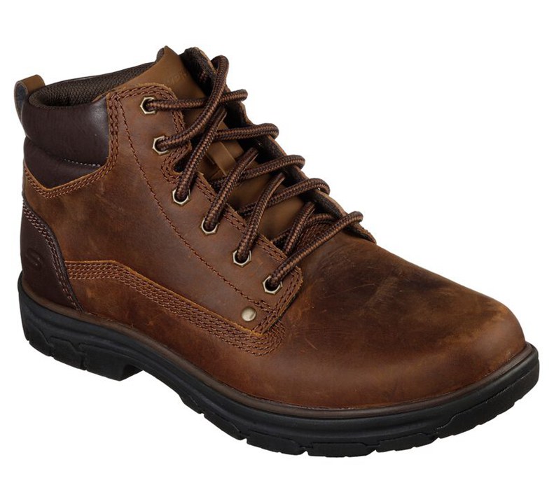 Skechers Herr Bruna Stövlar - Relaxed Fit: Segment - Garnet - Sverige (TWRIP-8543)